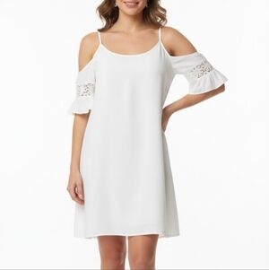 Lioness Cold Shoulder Mini Dress Crochet Bell Sleeve Cami Strap Womens Size XS